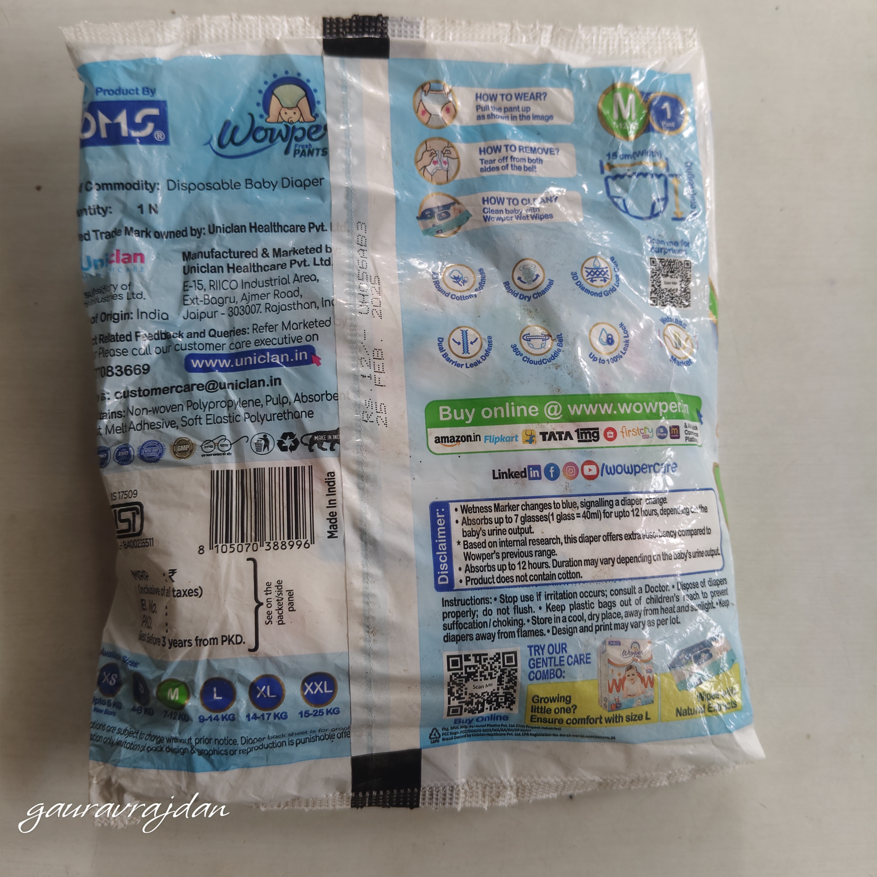 DOMS WOWPER DIAPER M1 PACK OF 280