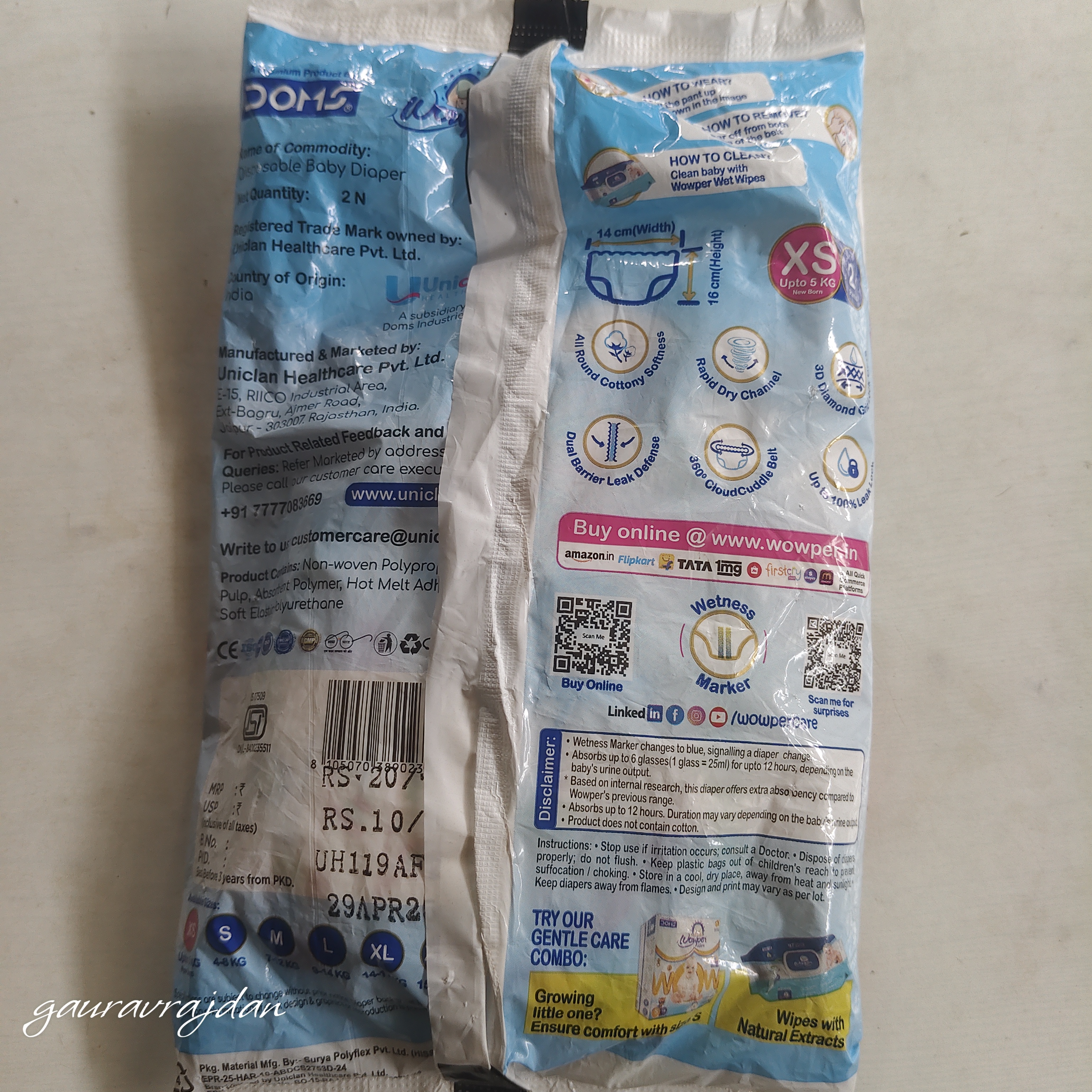 DOMS WOWPER DIAPER XS2 PACK OF 10